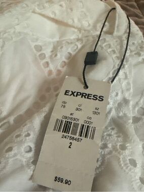 Express White Eyelet Blouse with Cutout Detail
